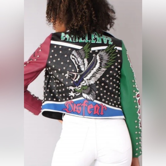 Vibrant Studded Leather Jacket - Picture 3 of 15